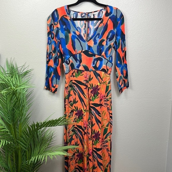 Blank London Jumpsuit Multi Colored Medium Tropical Leopard Print - Picture 1 of 12